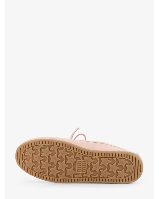 Miu Miu Pink Suede Loafer With Frontal Logo