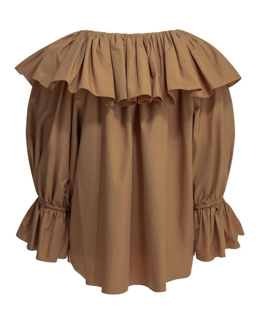 Chloé Brown Ruffled Sleeved Top