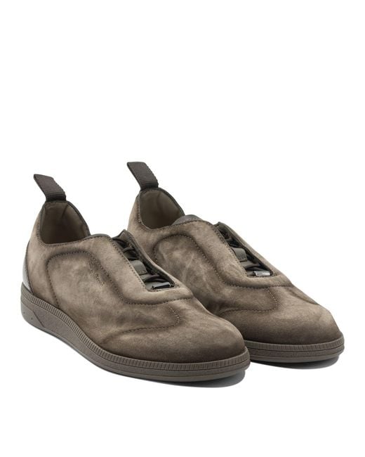 Santoni Brown Sneaker With Elastic Laces for men