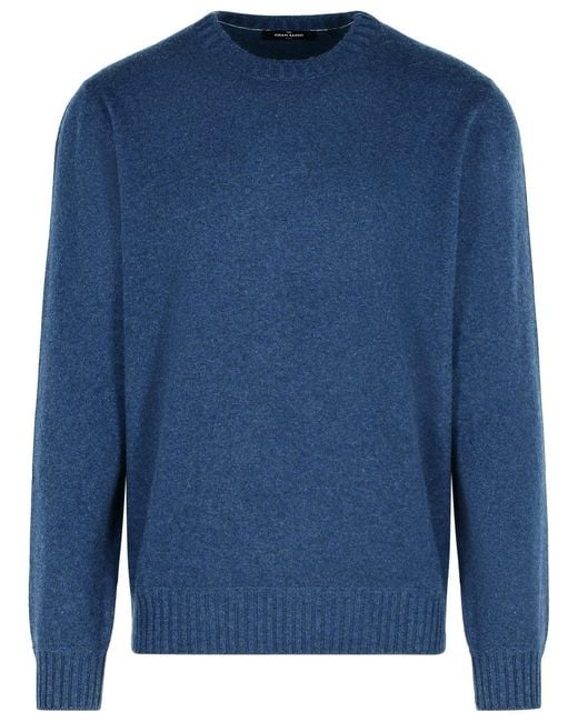 Gran Sasso Blue Cashmere Sweater for men