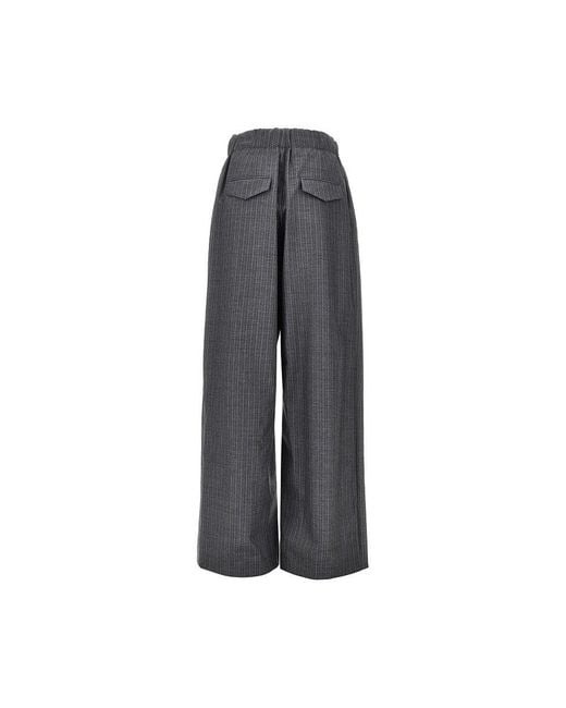 Jil Sander Gray Pinstriped Wool Pants