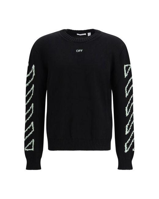 Men's Black Diagonal Arrow Fuzzy Jumper