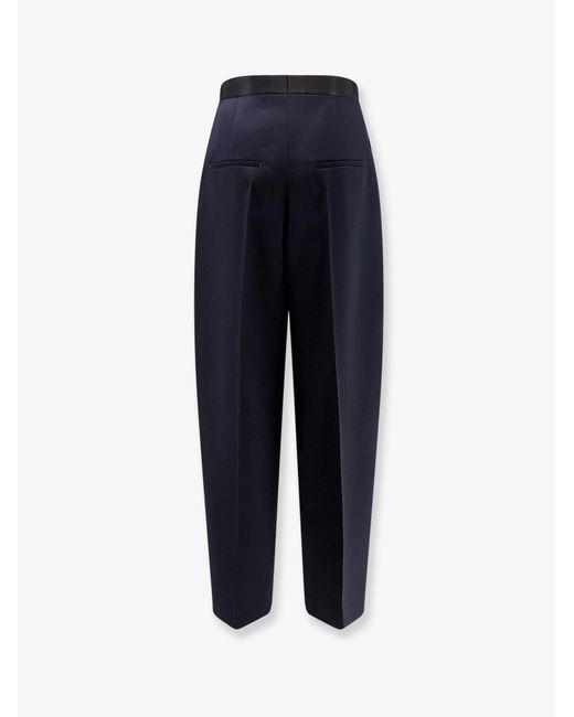 Bottega Veneta Blue Wool Trousers With Satin Waistband