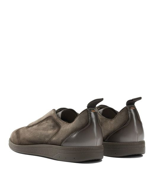 Santoni Brown Sneaker With Elastic Laces for men