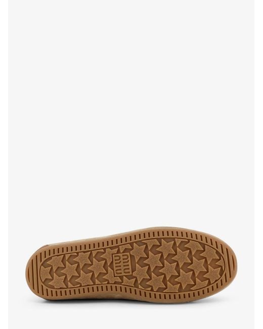 Miu Miu Natural Suede Loafer With Leather Inserts