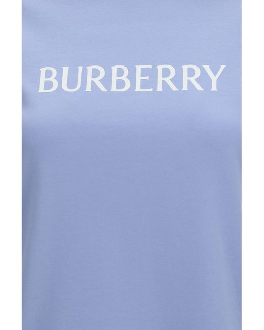 Burberry Blue Embroidered Logo Cotton T-Shirt