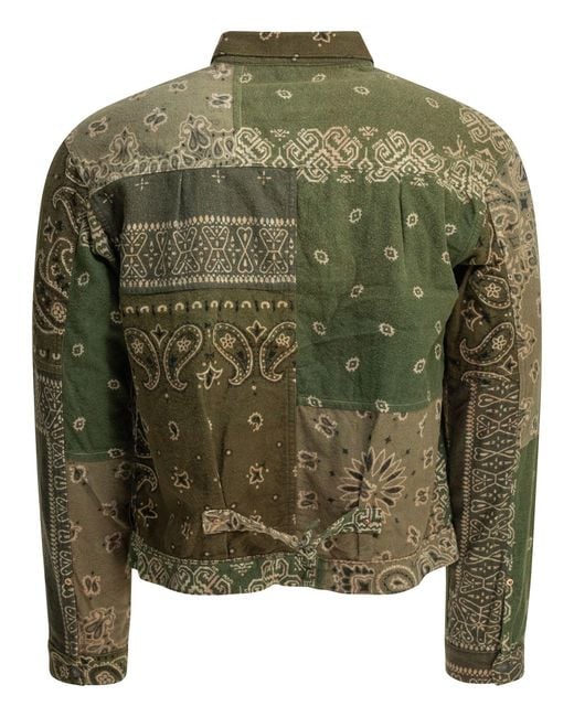 Kapital Green Flannel Reversible Bandana Overshirt for men