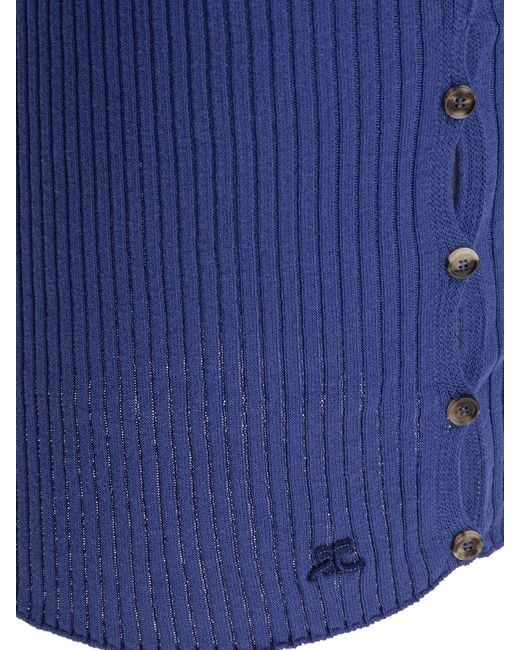 Courreges Blue Cotton And Wool Pencil Skirt