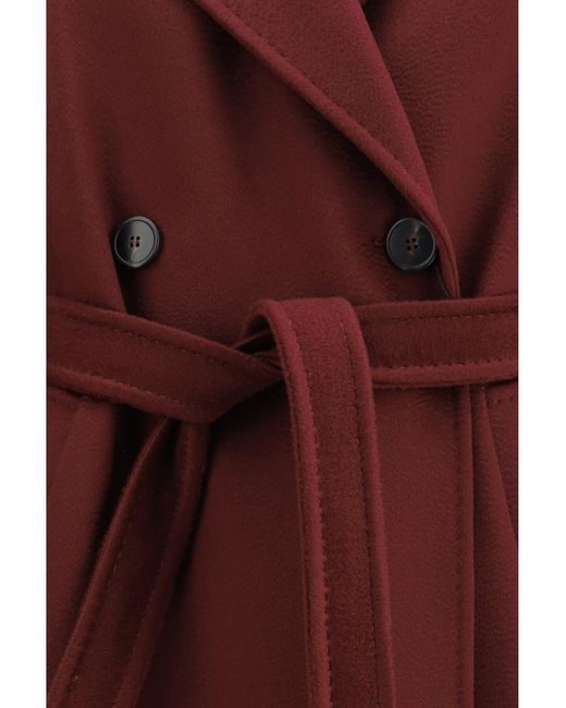 Weekend by Maxmara Red Belted Wool Coat Bordeaux