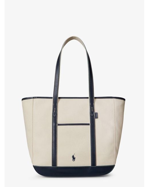 Polo Ralph Lauren White Canvas Shopping Bag