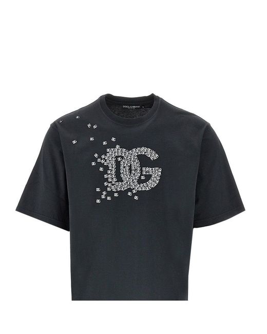 Dolce & Gabbana Black Dolce&Gabbana 3D Logo Print T-Shirt for men