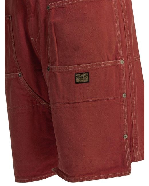 Kapital Red California Utility Shorts for men