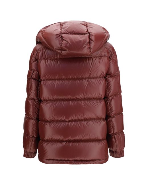 Moncler Red Maire Short Hooded Down Jacket Dark