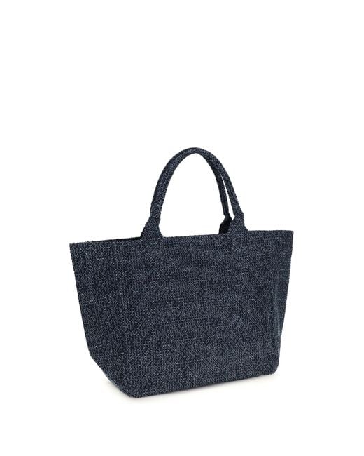 Ganni Blue Medium Denim Tote Bag With Bear