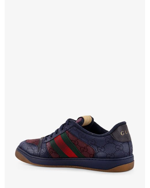 Gucci Blue Gg Bicolor Canvas & Leather Sneaker for men