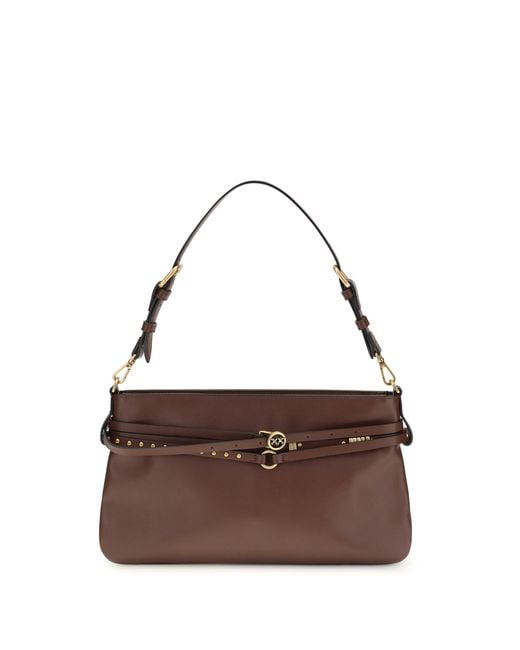 Women's Brown Shoulder Bag Burgundy Leather