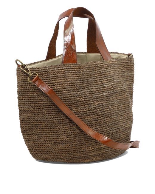 IBELIV Brown Mirozydark Tea Raffia Handbag