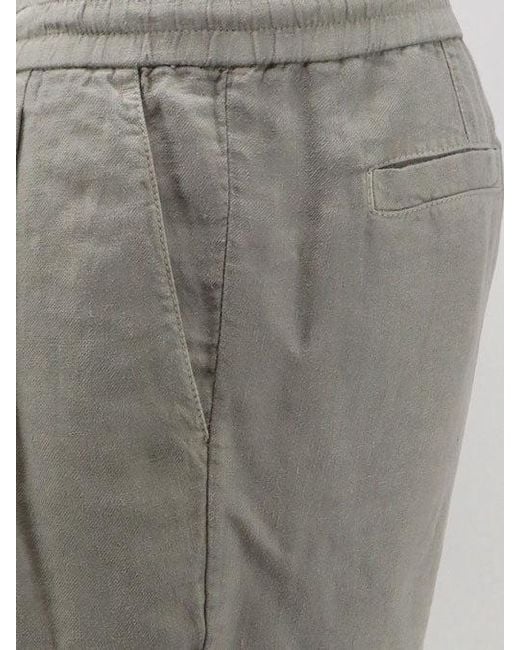 Brunello Cucinelli Gray Linen Bermuda Shorts With Drawstring for men
