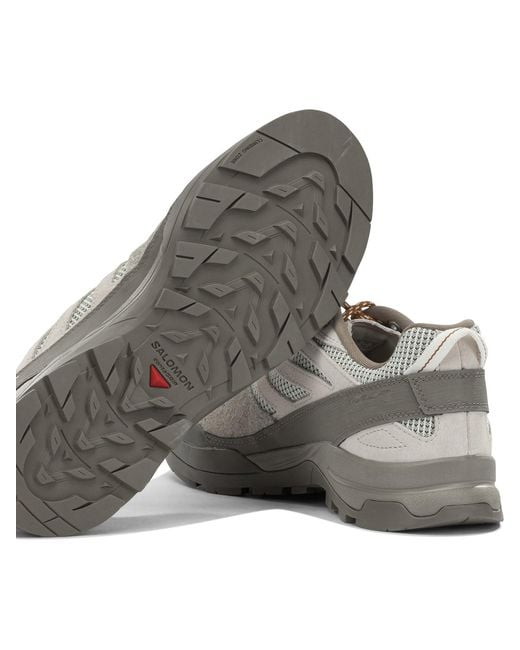 Salomon Gray X-Alp Woven Suede Fabric Rubber Sneakers