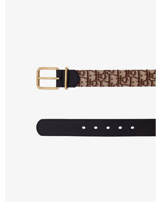 Dior White Dior Leather Belt With All-Over Dior Oblique Logo for men