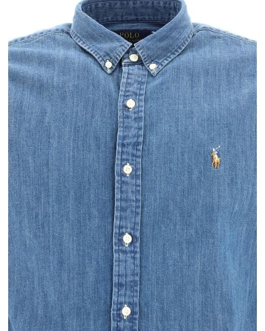 Polo Ralph Lauren Blue "Oxford" Casual Slim-Fit Shirt for men