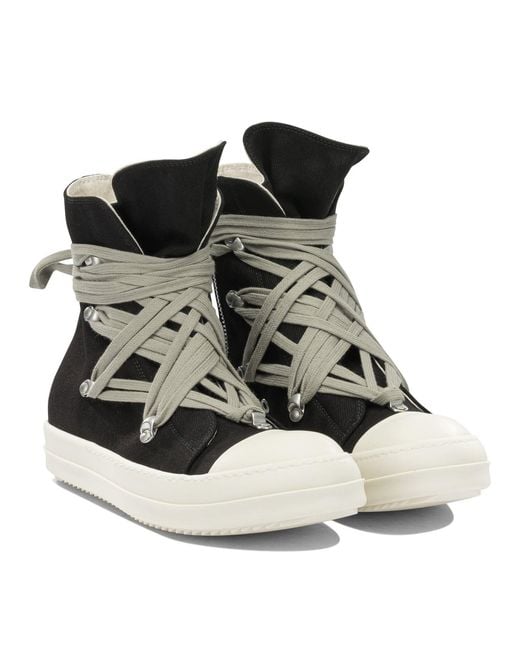 Rick Owens Black "Megalace" High-Top Sneakers