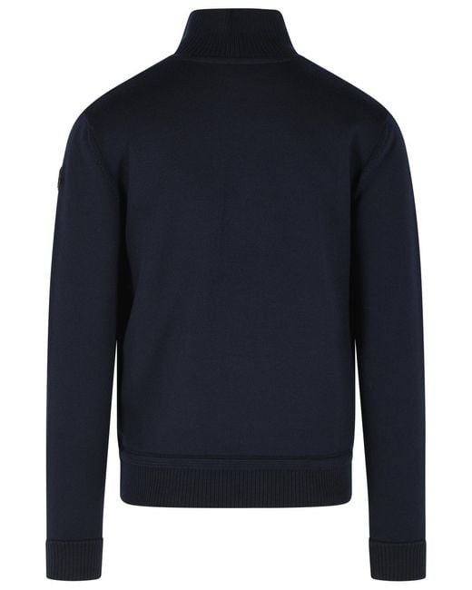 Moncler Blue Padded Virgin Wool Cardigan With Zip for men