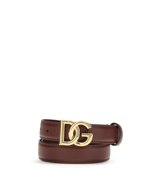 Women's White Calfskin Belt With Dg Logo