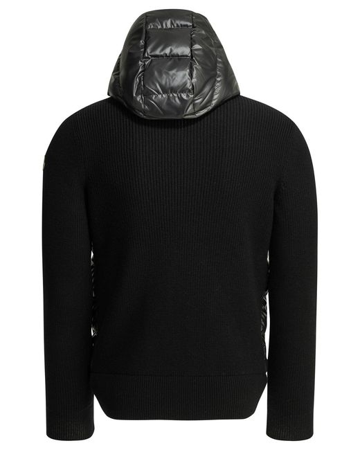 Moncler Black Padded Wool Cardigan for men