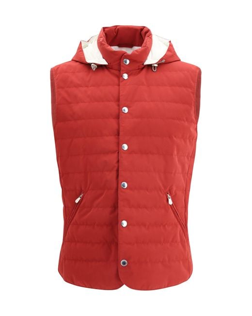 Brunello Cucinelli Red Sporty Down Jacket for men