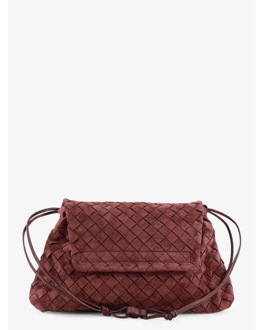 Bottega Veneta Purple Suede Giorno Crossbody Bag With Intrecciato Motif