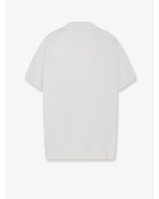 Alpha Studio White Cotton Polo Shirt for men