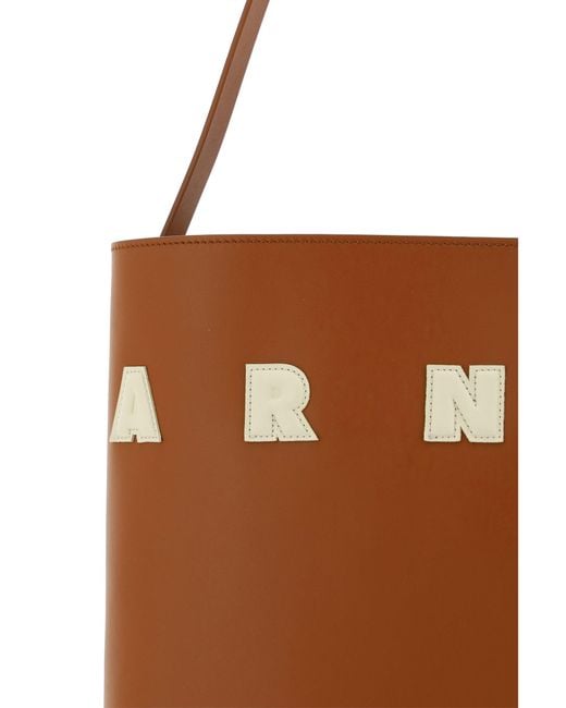 Marni Brown Leather Tote Bag