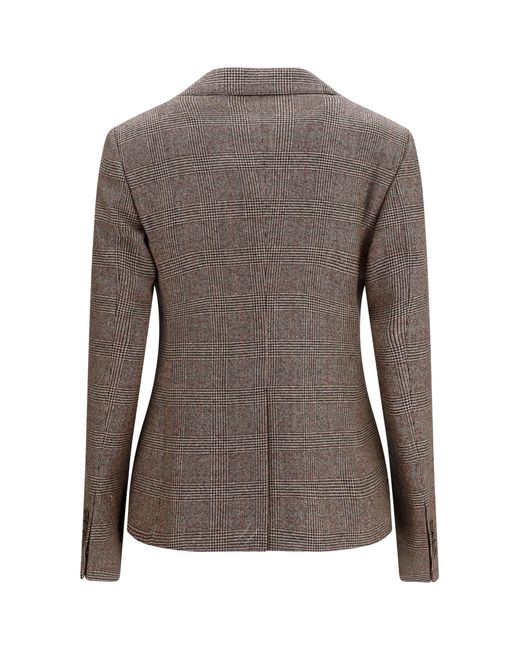 Burberry Brown Single-Breasted Wool And Linen Blazer