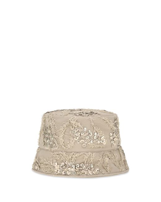 Brunello Cucinelli Natural Embroidered Sequin Bucket Hat