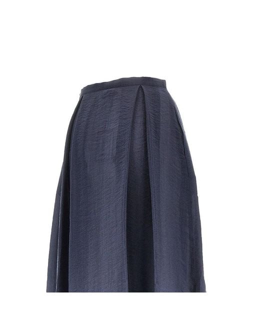 Emporio Armani Blue Tecno Creponne Midi Skirt