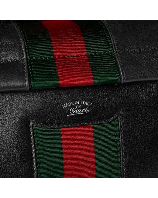 Gucci Black Web Trademark Leather Backpack for men