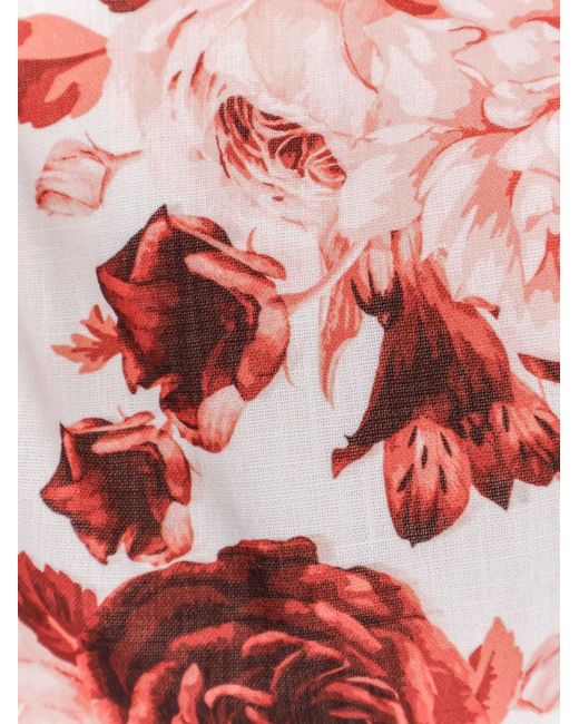 ACTUALEE Red Cropped Top Cotton-Linen