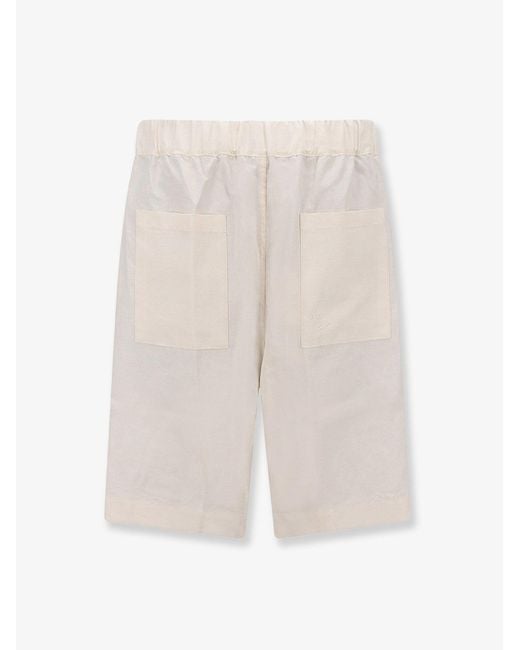 Laneus White Viscose And Linen Bermuda Shorts for men