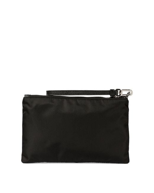Prada Black Re-Nylon And Saffiano Pouch