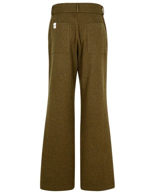 Jil Sander Green Wool Flannel Pants