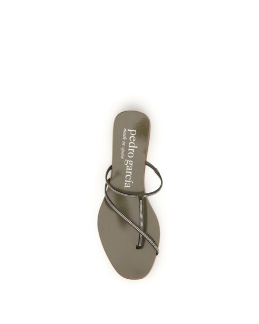 Pedro Garcia Metallic Estee Leather Sandals Olivade Satin
