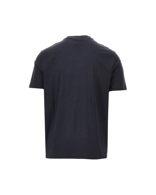 Emporio Armani Blue Logo Print Lyocell-Blend T-Shirt for men