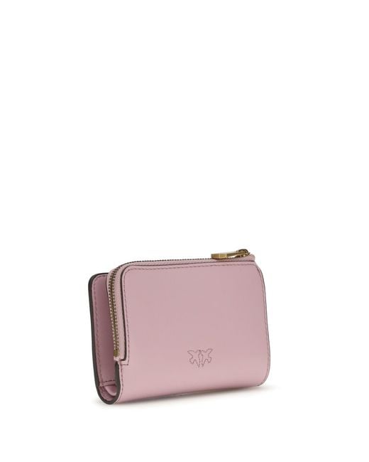 Pinko Pink Zip Card Holder Rosa Chiaro-Antique