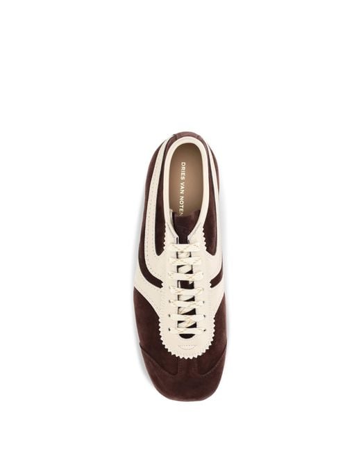 Dries Van Noten White Leather Panelled Sneakers for men