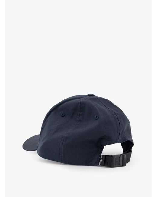 Stone Island Blue Cotton Hat With Logo On The Front for men