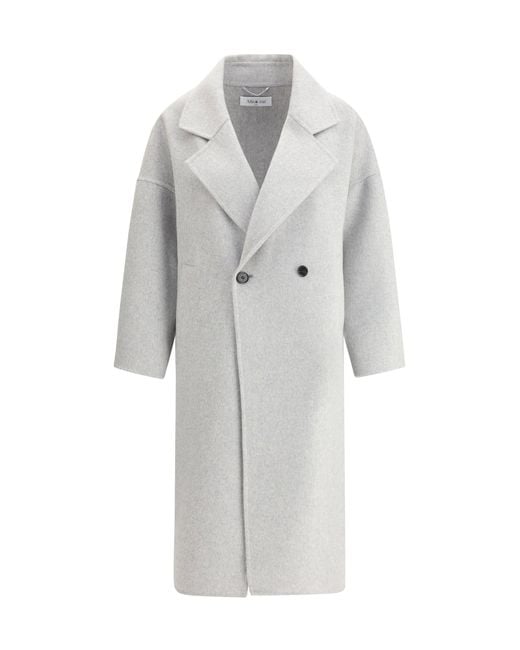 Aftercoat White Double-Breasted Long Coat