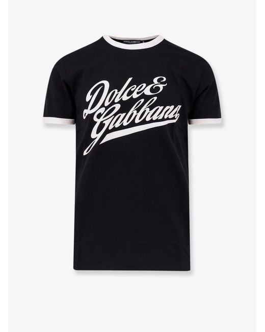 Dolce & Gabbana Black T-Shirt With A Logo And Velvet Finish for men