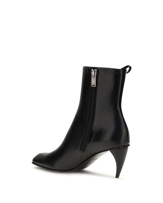 McQueen Black Curved-Heel Ankle Boots With Side Lacing