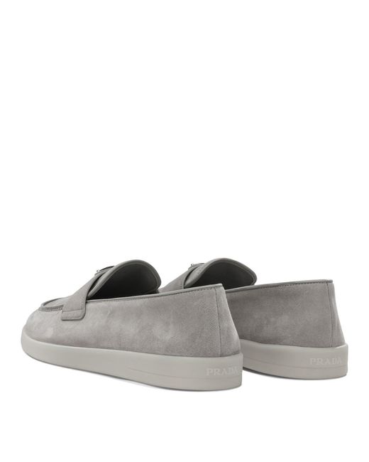 Prada Gray Suede Loafers for men